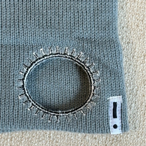 {Indikidual} Knitted stripe balaclava hat with funny eye holes and pom pom - Picture 9 of 13